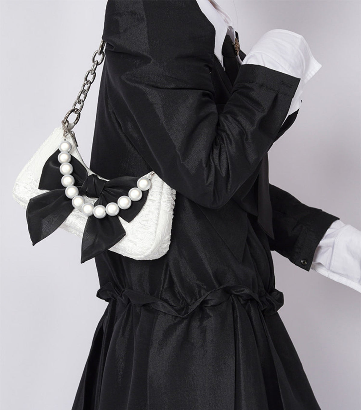 Contrast Color Bow Shoulder Bag