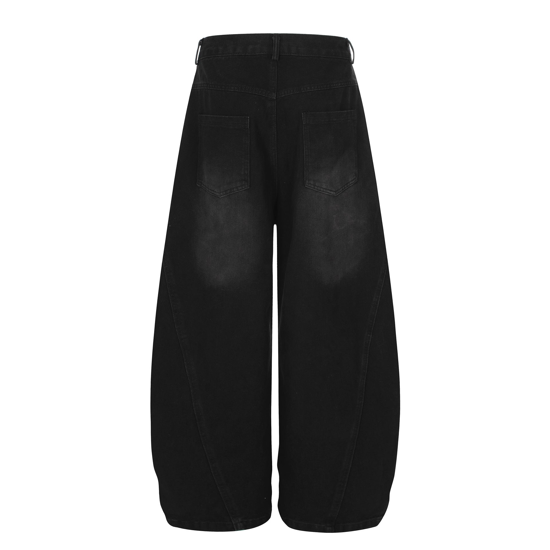 Washed Leopard Panel Curved Denim Jeans