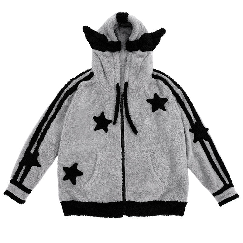 Angel Design Boa Zipper Hoodie