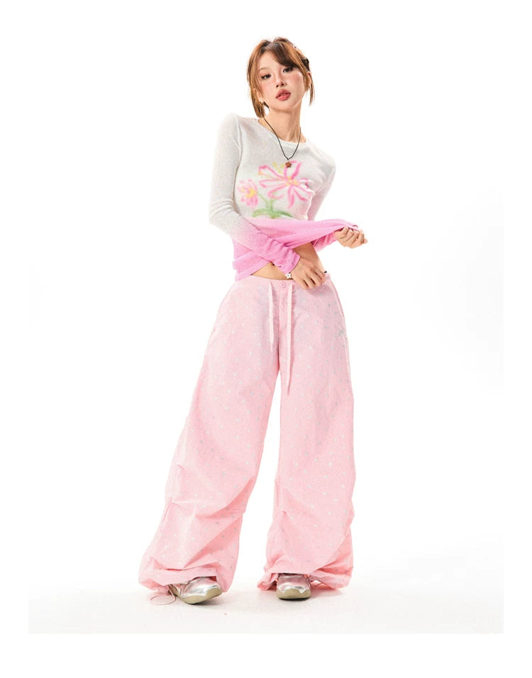 Allover Star Print Wide-Leg Pants