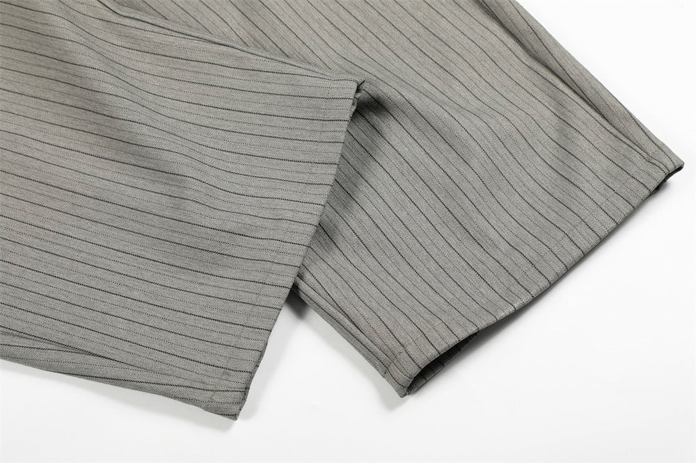DAXUEN Light grey wide-leg trousers with pinstripes