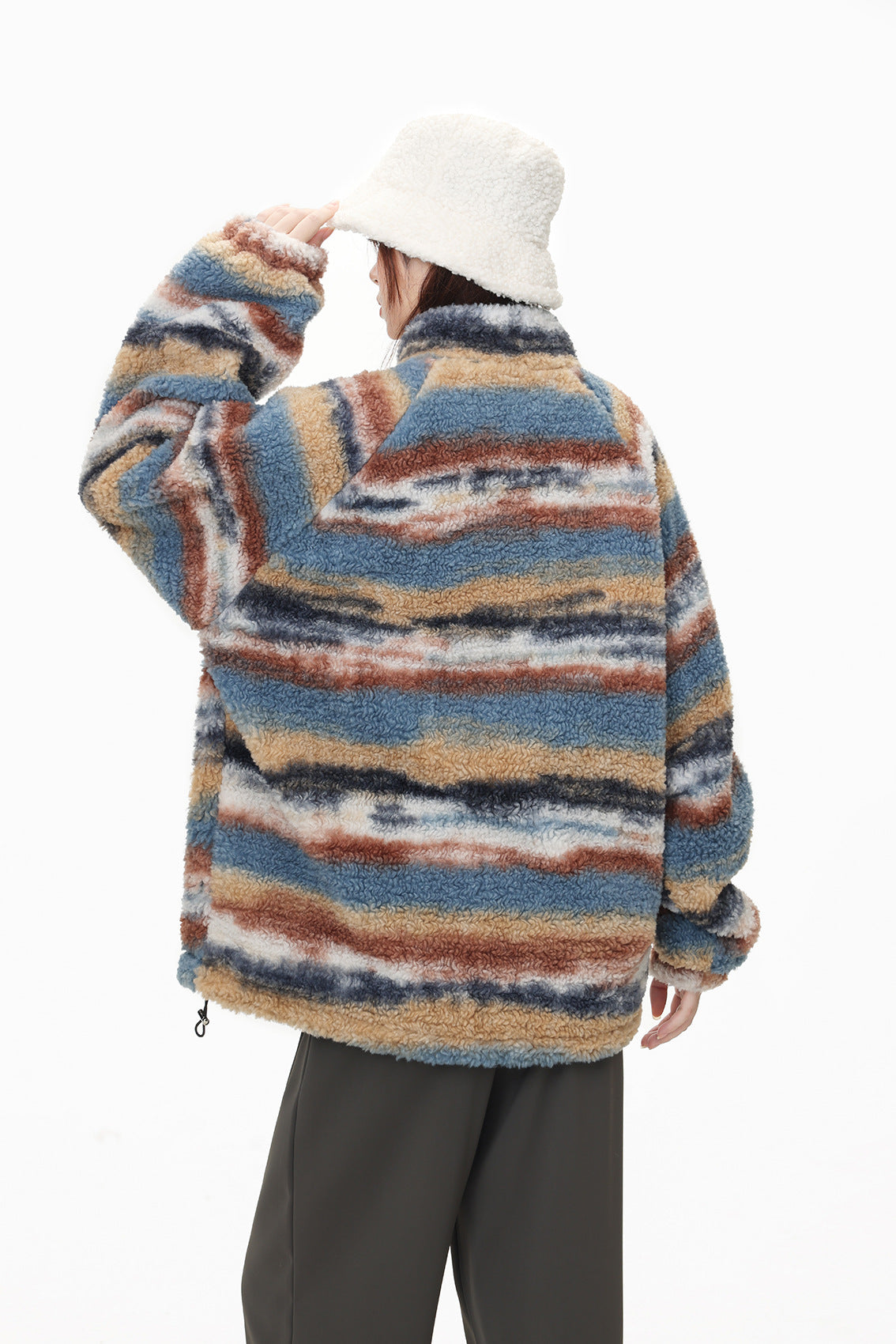 Gestreifte Sherpa Mehrfarbige Jacke