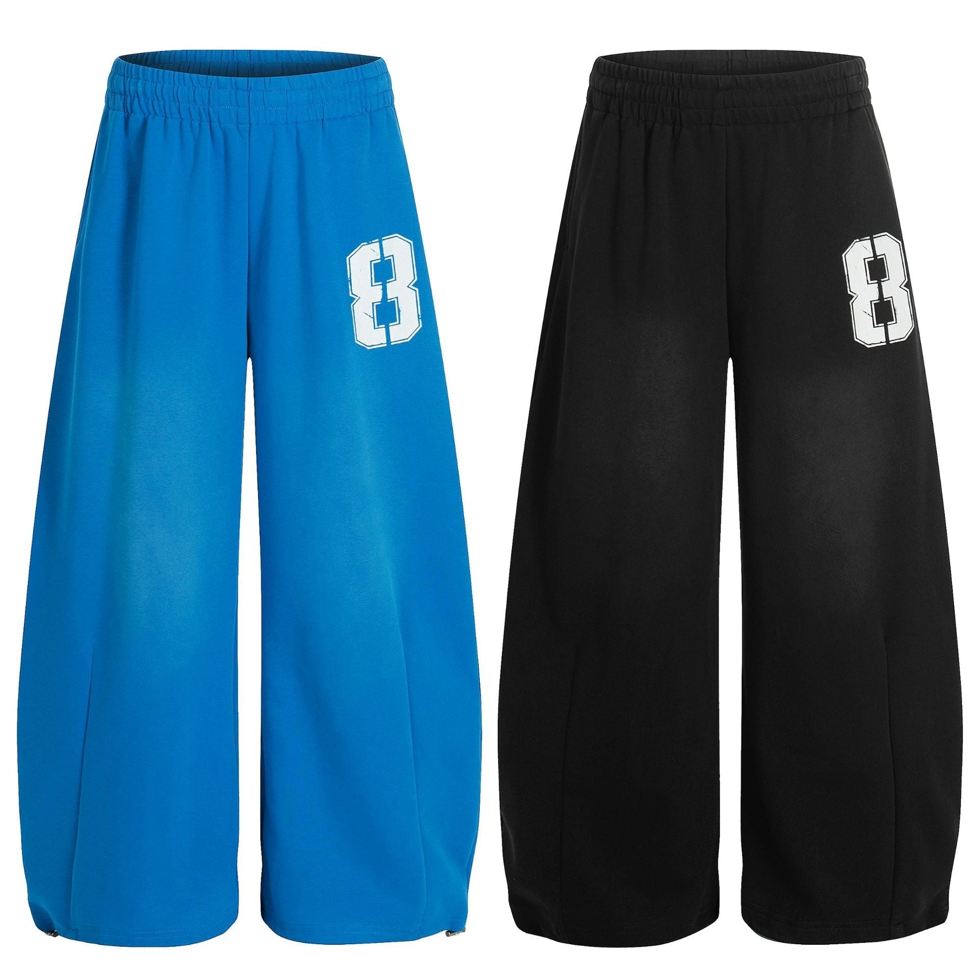 Letter Print Deconstruction Wide Leg Barrel Sweatpants