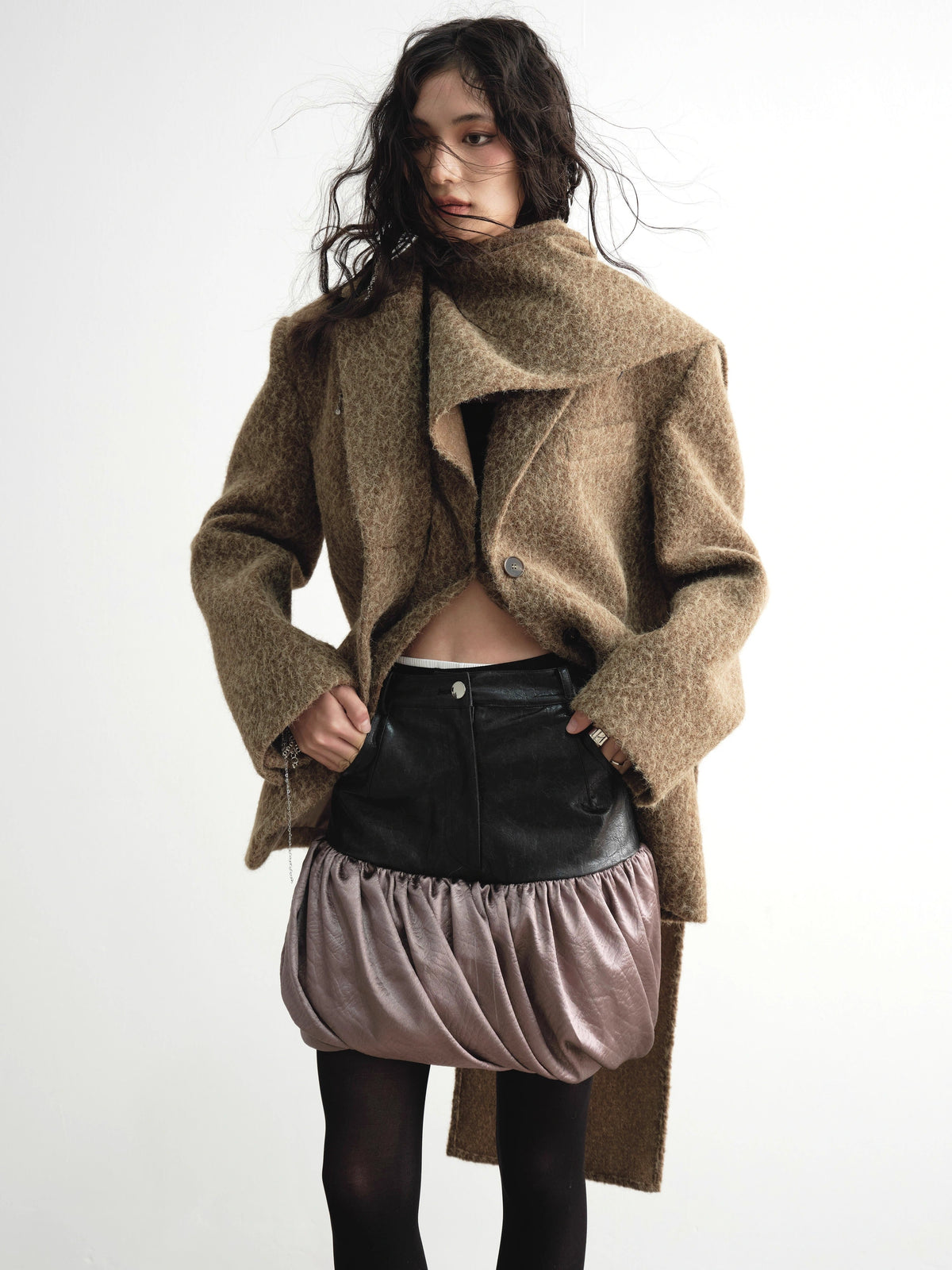 Detachable Scarf Tailored Jacket