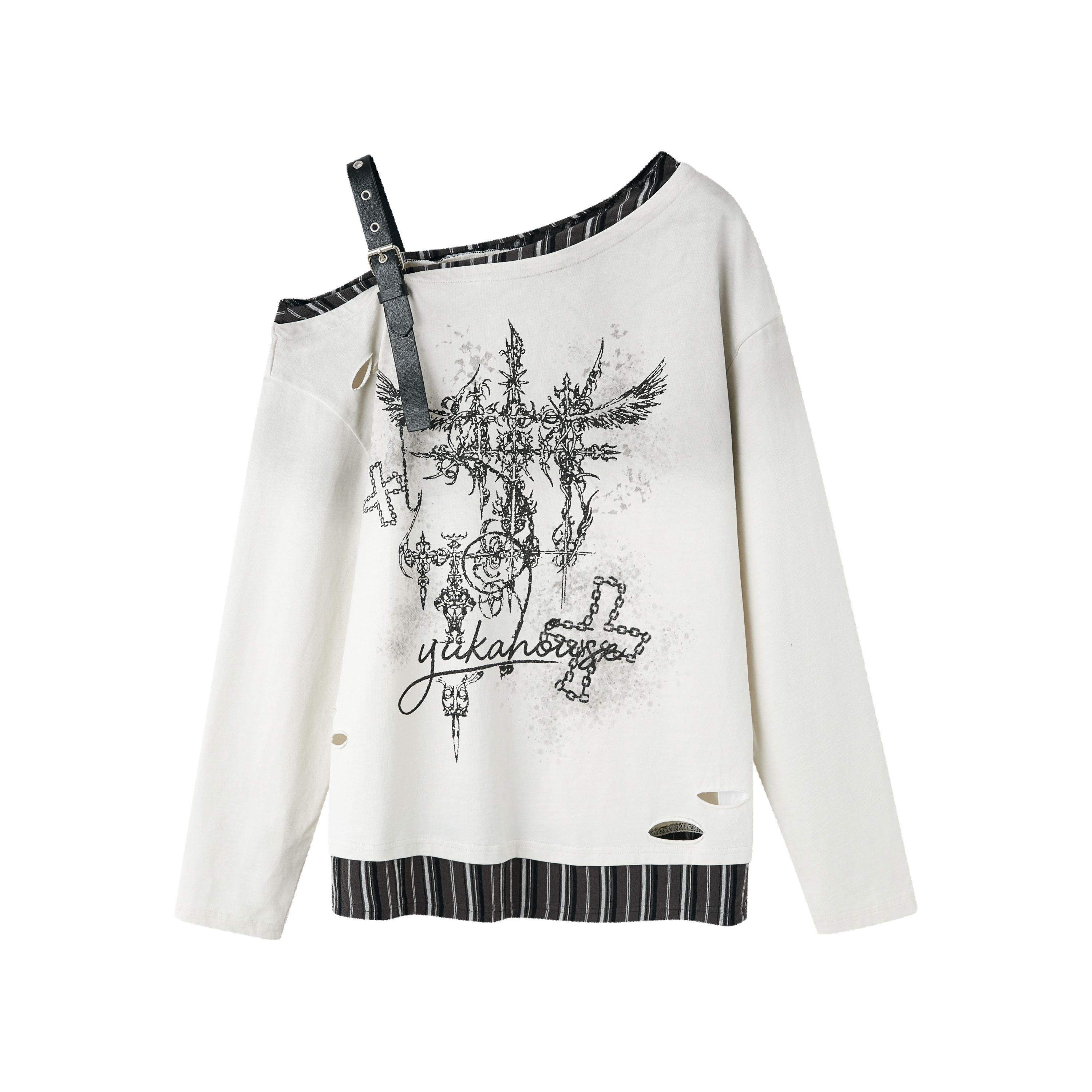 Off-Shoulder Asymmetrical Punk Long Sleeve T-Shirt
