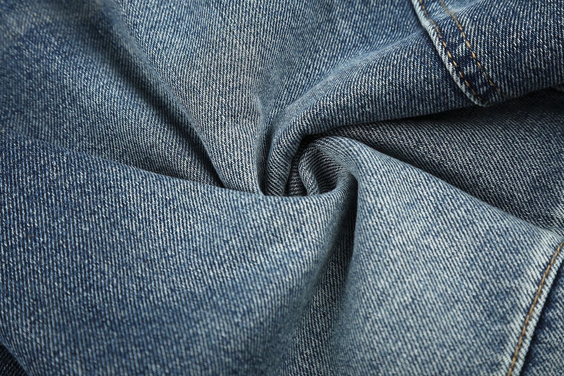 Color Block Washed Wide Leg Denim Jort