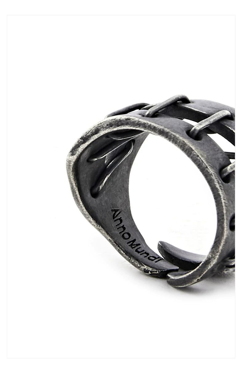 Dark Heavy Strap Silver Ring