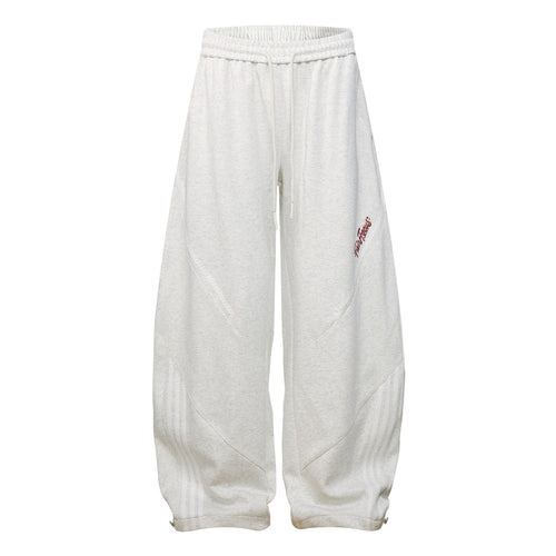 Sporty Stripe Panel Wide Leg Sweatpants - Gray / S
