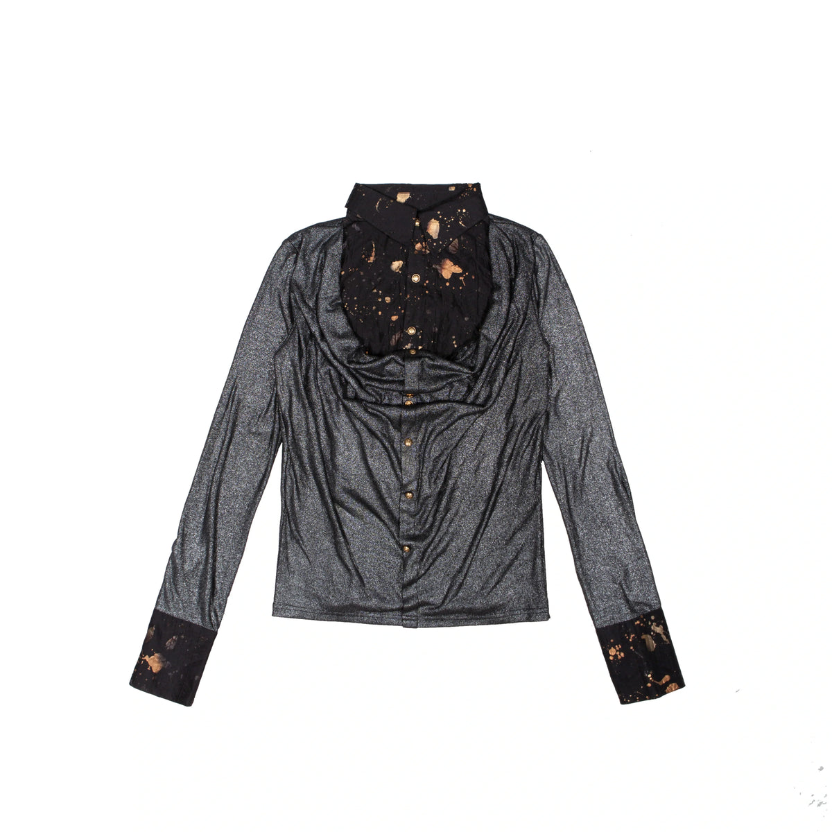 V-Neck Fake Layered Patchwork Long Sleeve Shirt
