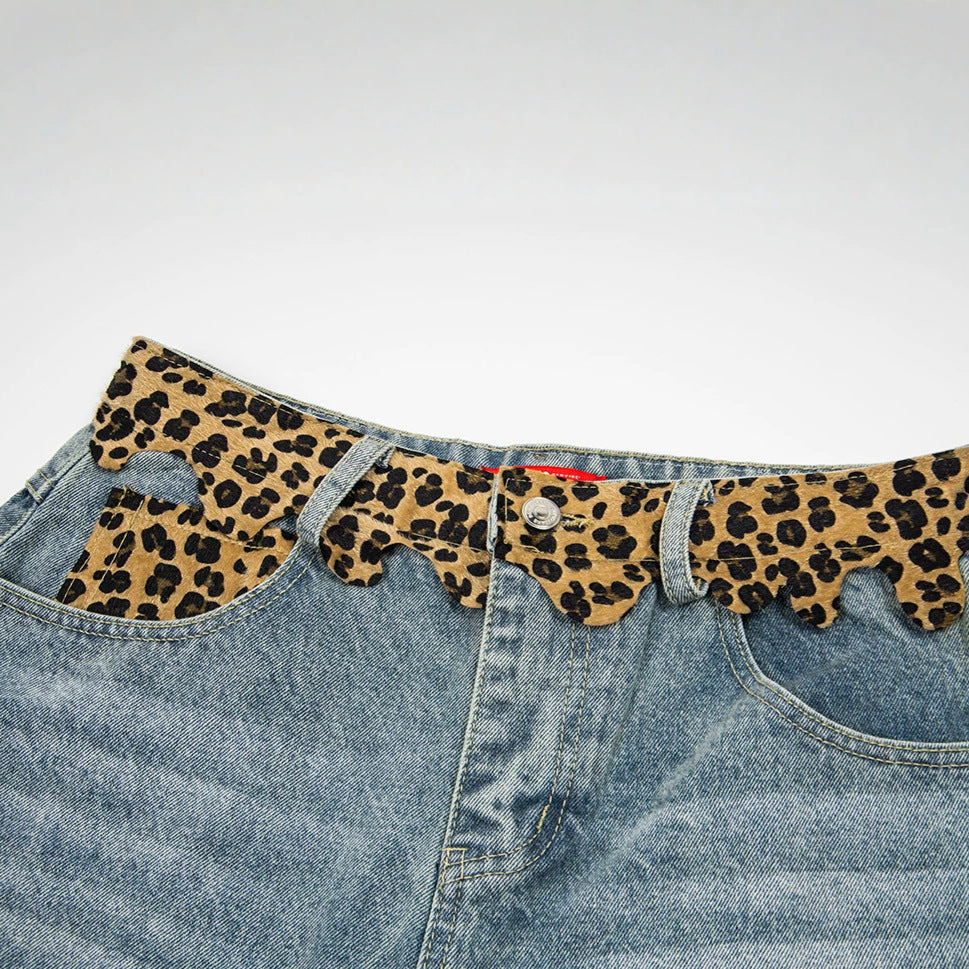 Leopard Print Damage Jort