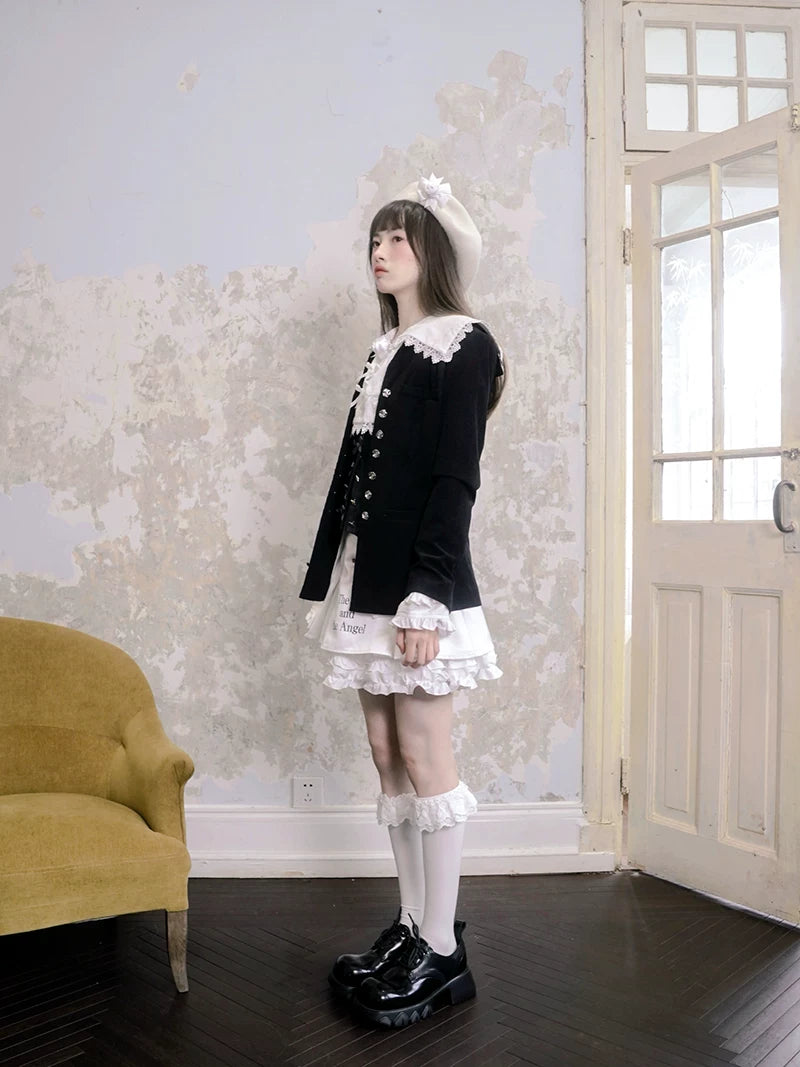 Rose Jacquard Sailor Collar Jacket