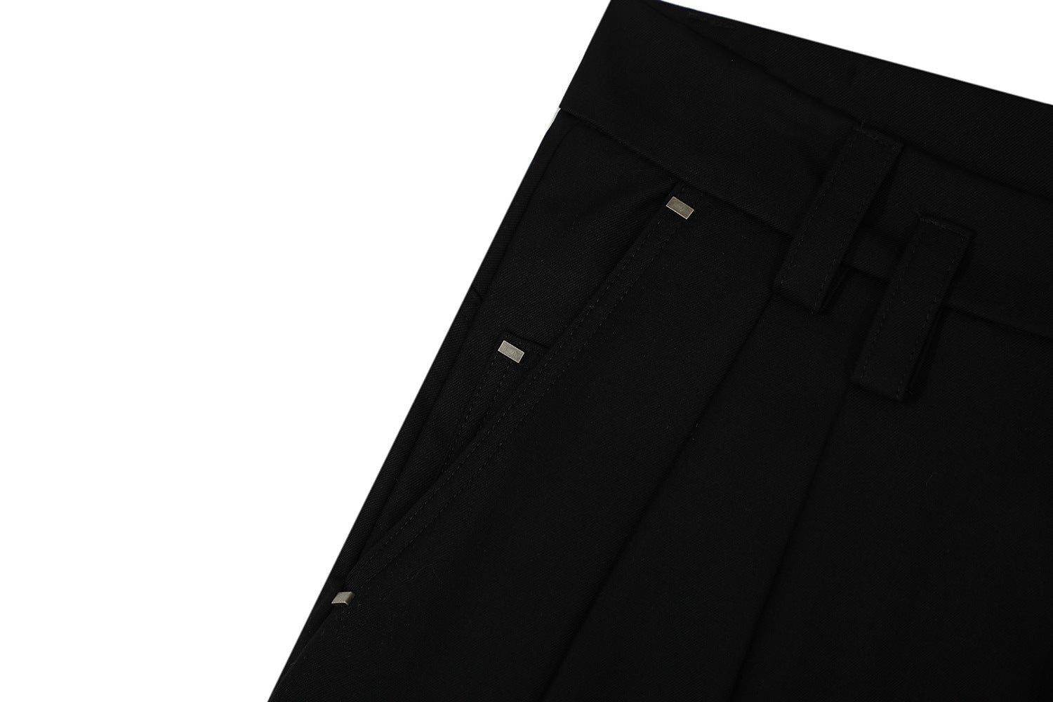 Metal Buckle Pleats Wide Leg Pants