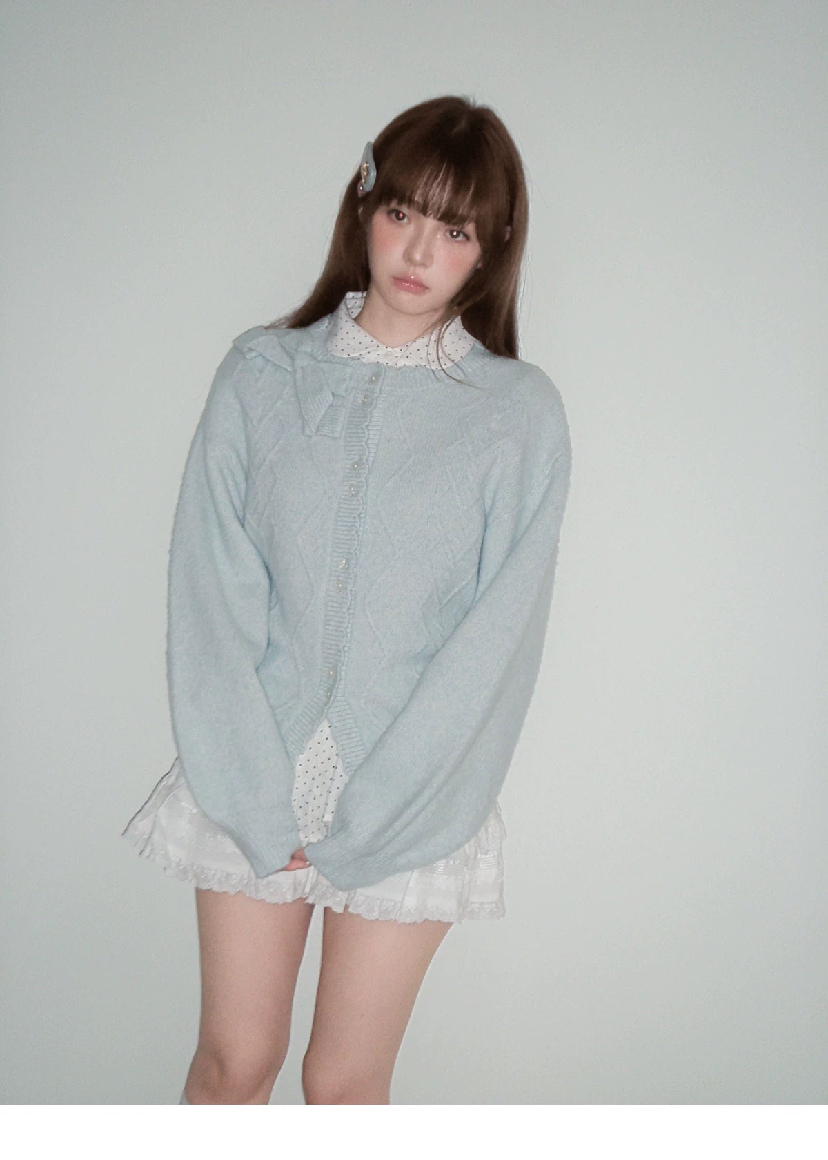 Moonlight Silhouette Bow Detail Wool Knit Cardigan