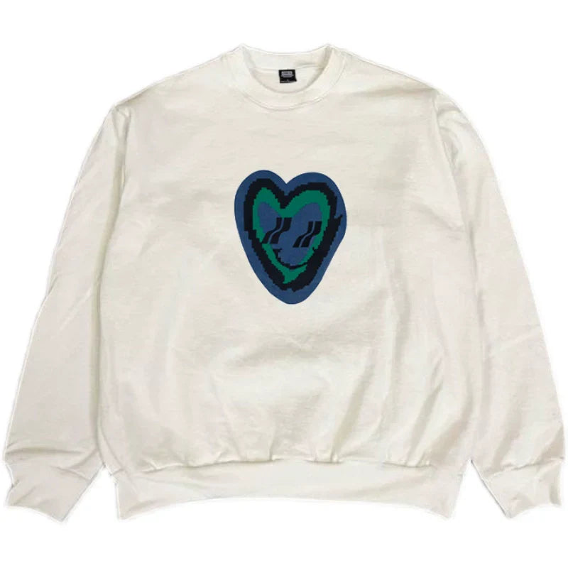 Oversize Heart Print Pullover Sweatshirt