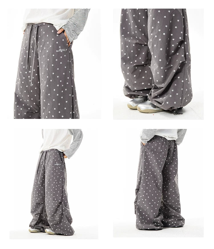 Allover Star Print Wide-Leg Pants