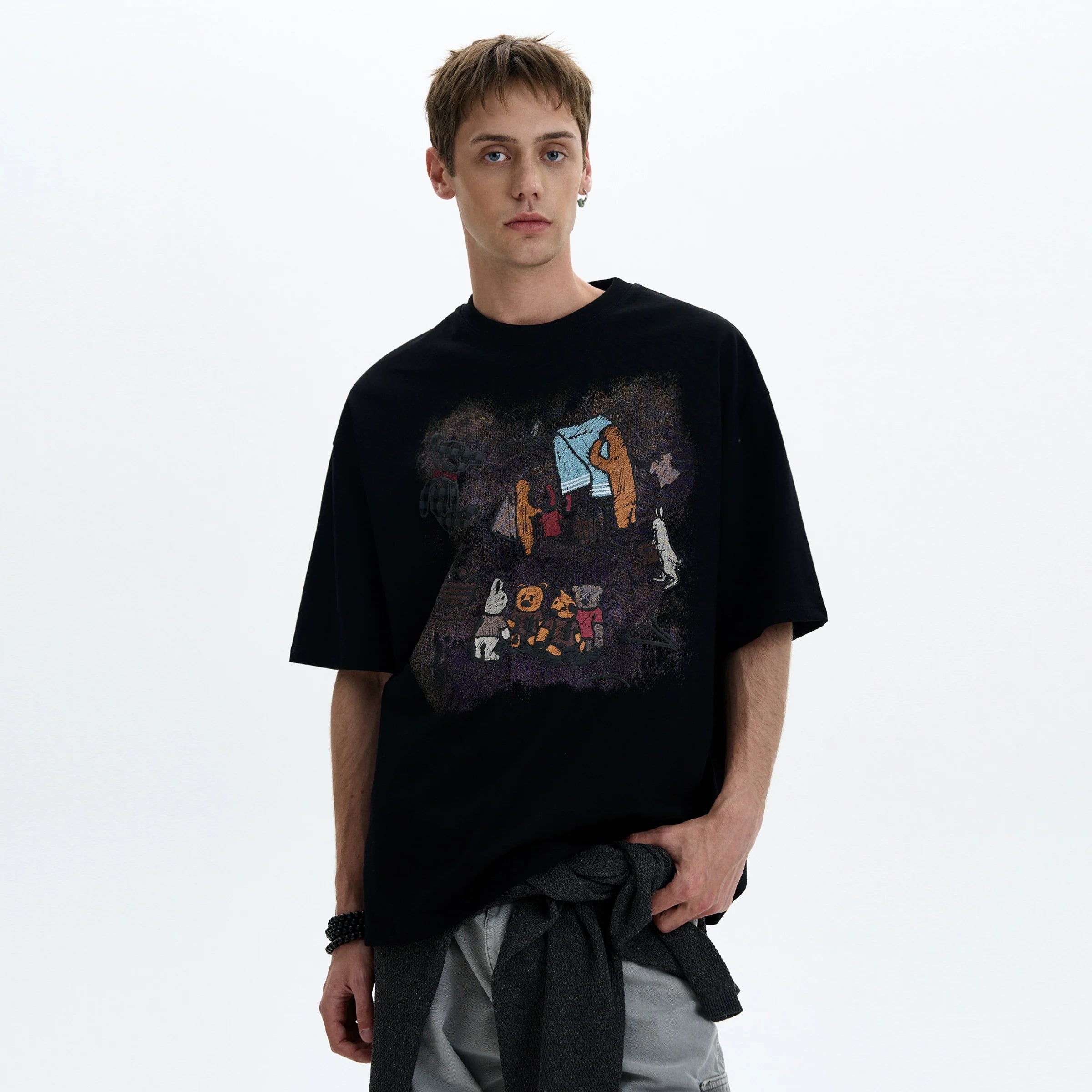 Vintage Distressed Printed Oversized T-shirt