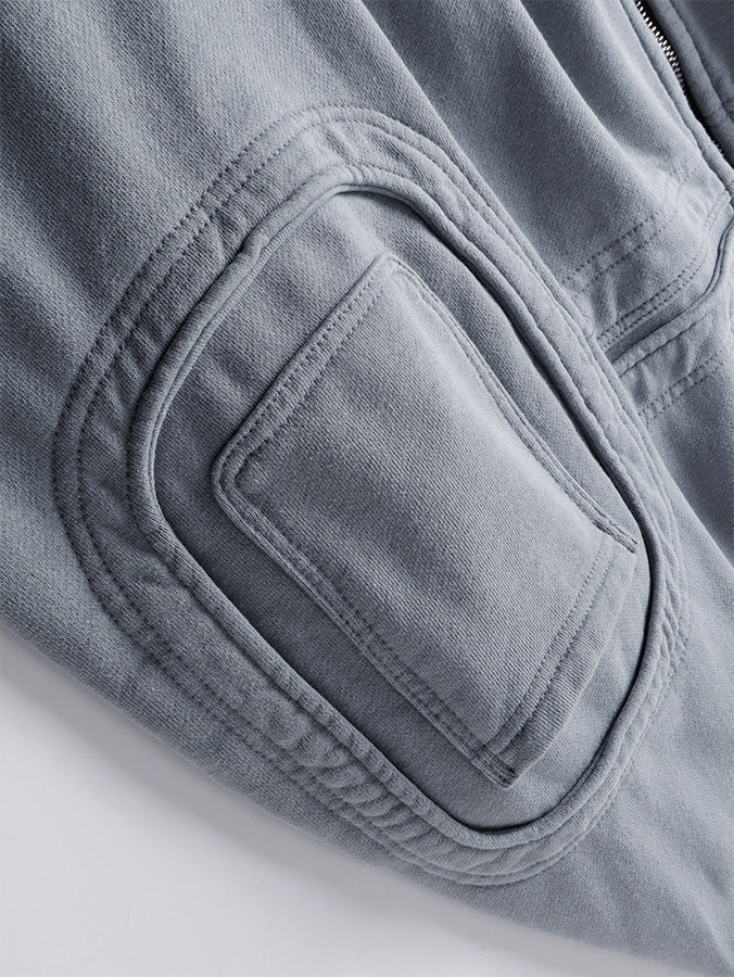 Heavyweight Wash Damage Zipper Hoodie