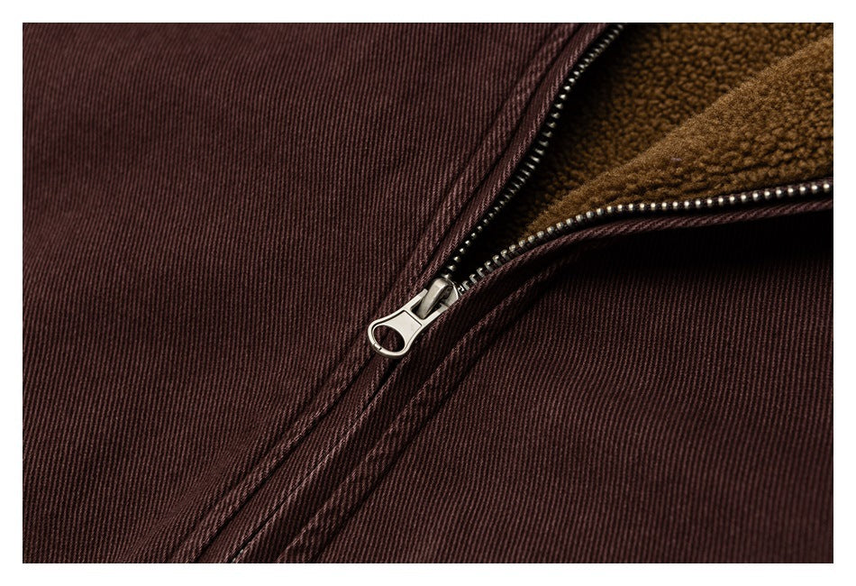 Chaqueta de lana de cordero de estilo retro de trabajo
