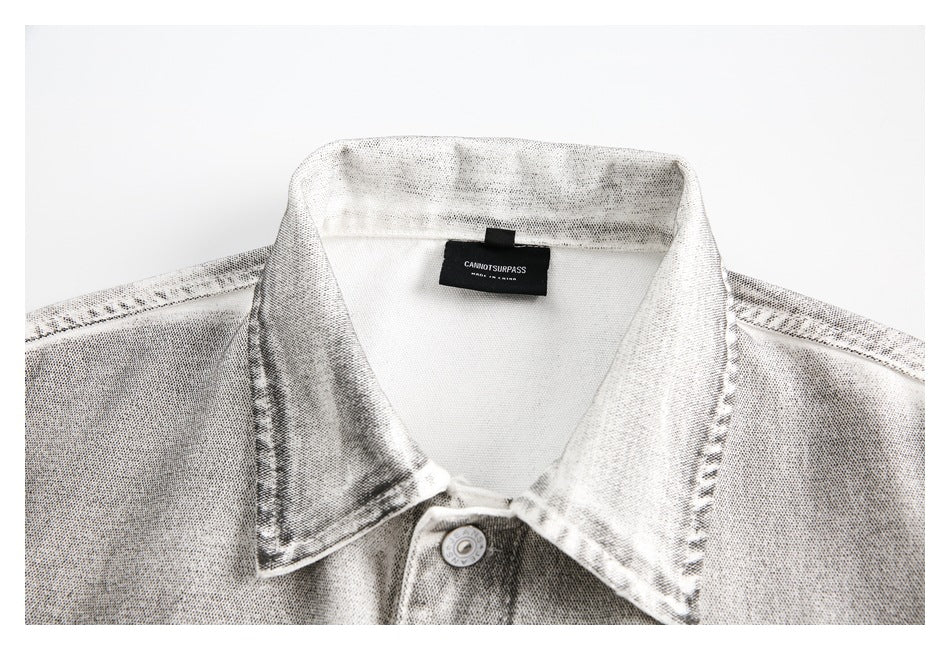 Retro Distressed Denim Work Jacket