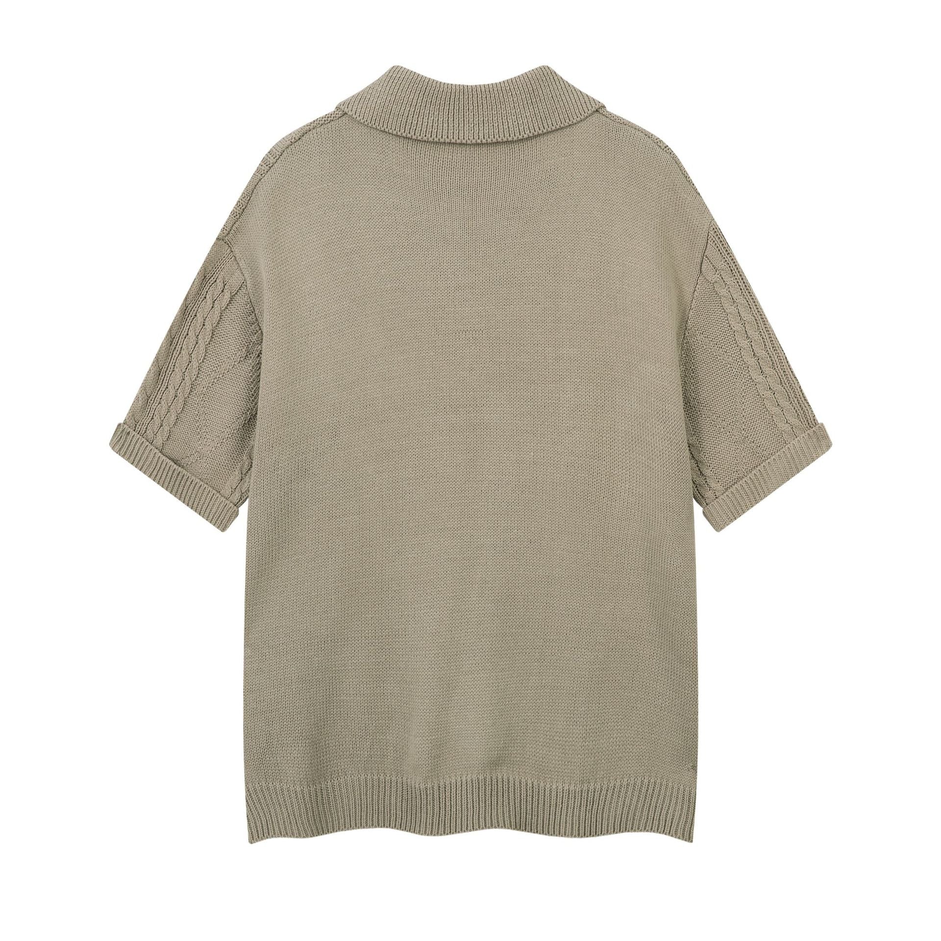 Oversize Hollow Short Sleeve Knit POLO Shirt
