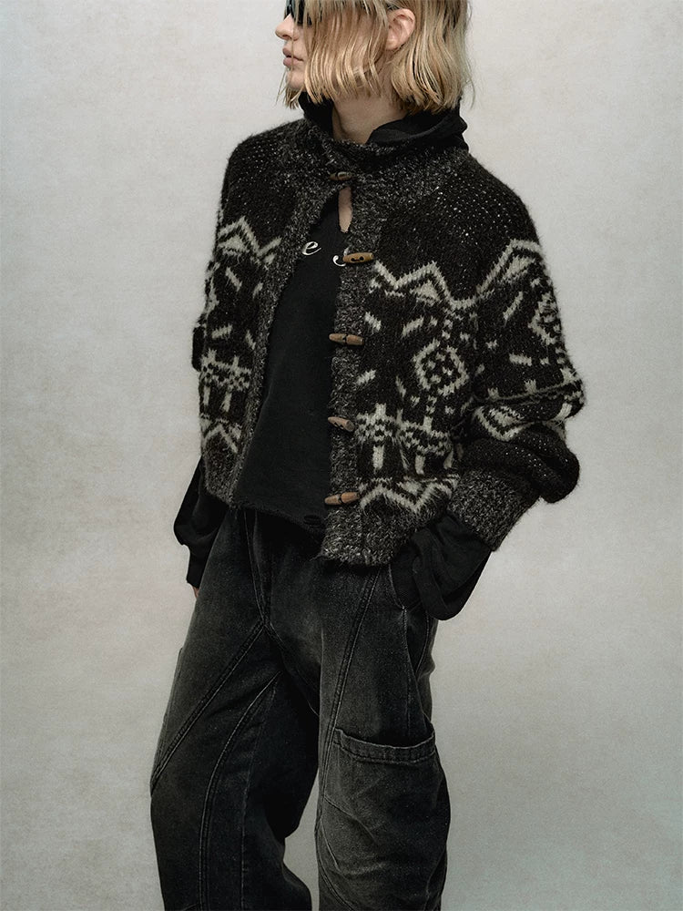 Fair Isle Jacquard Knit Cardigan