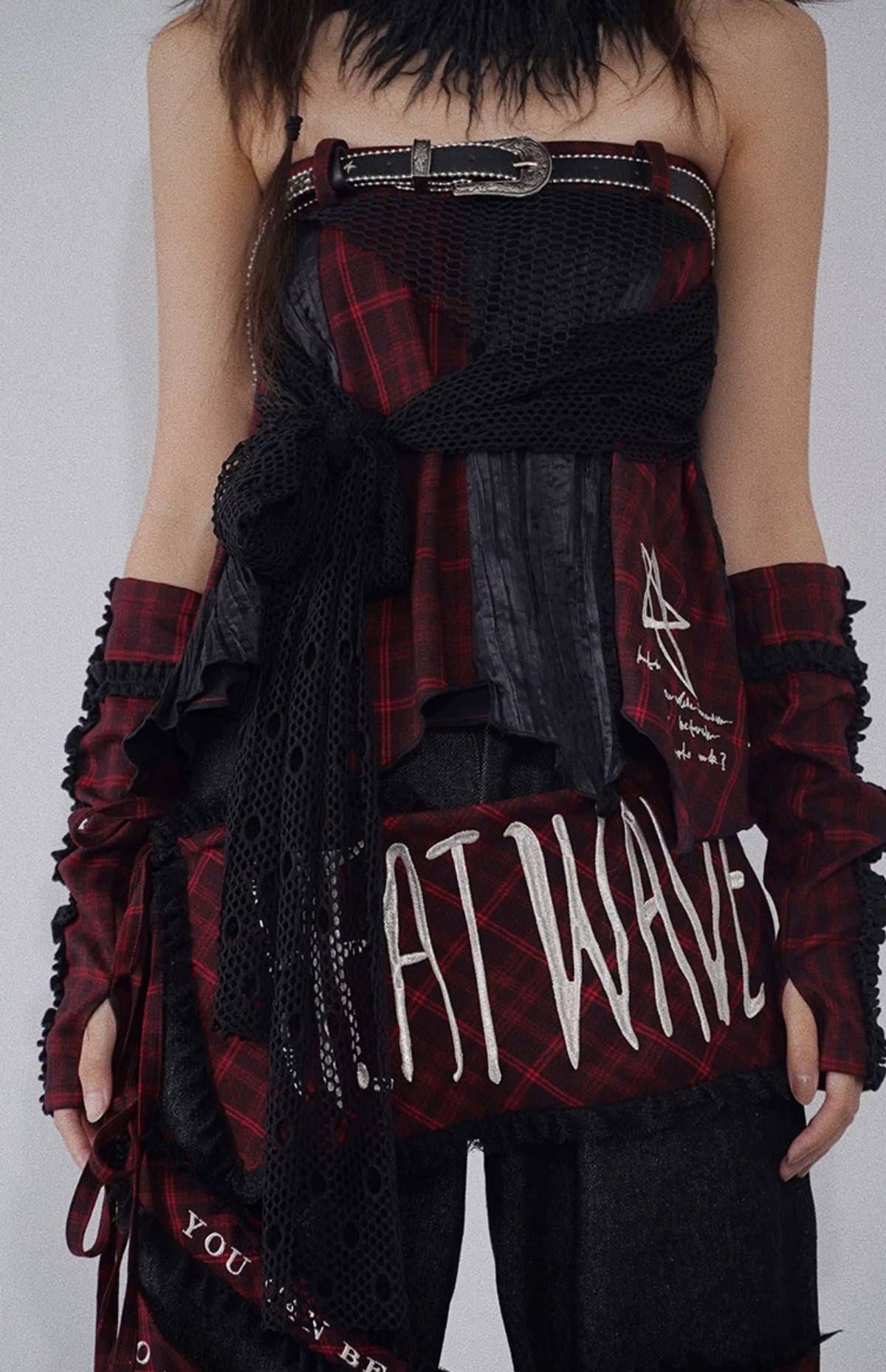 Patchwork Irregular Plaid Layered Short Skirt
