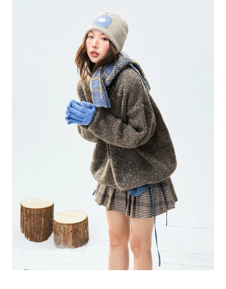 Crew Neck Button-Up Knit Cardigan