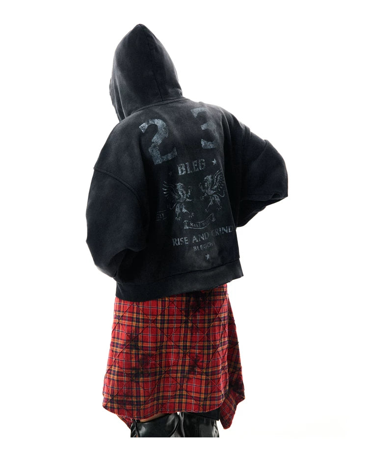 Paint Splash Graphic Print Oversize Zipper Hoodie