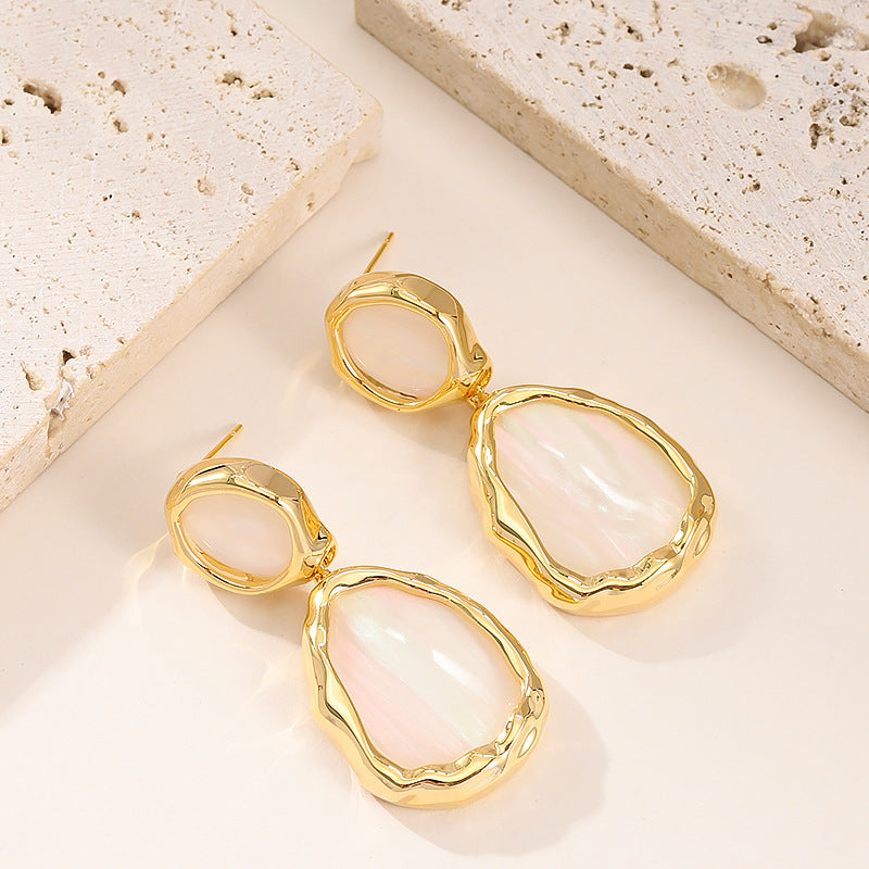 Vintage Irregular ovals Drop-shaped Needle Earrings