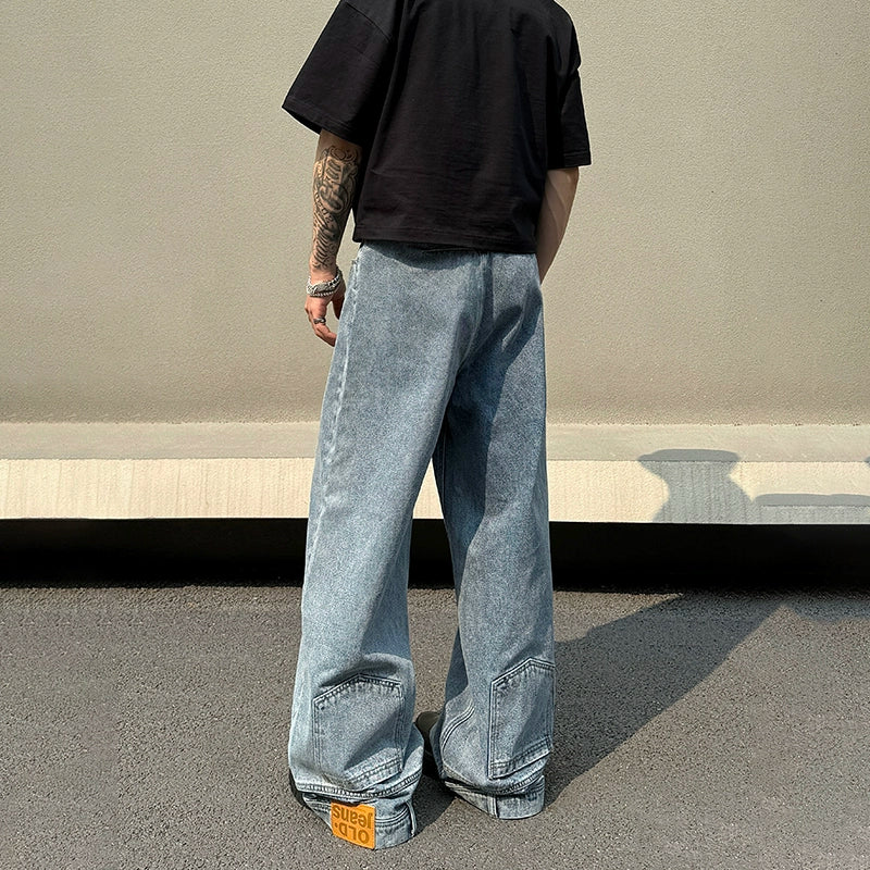 Reversed Design Straight Denim Short & Denim Jeans