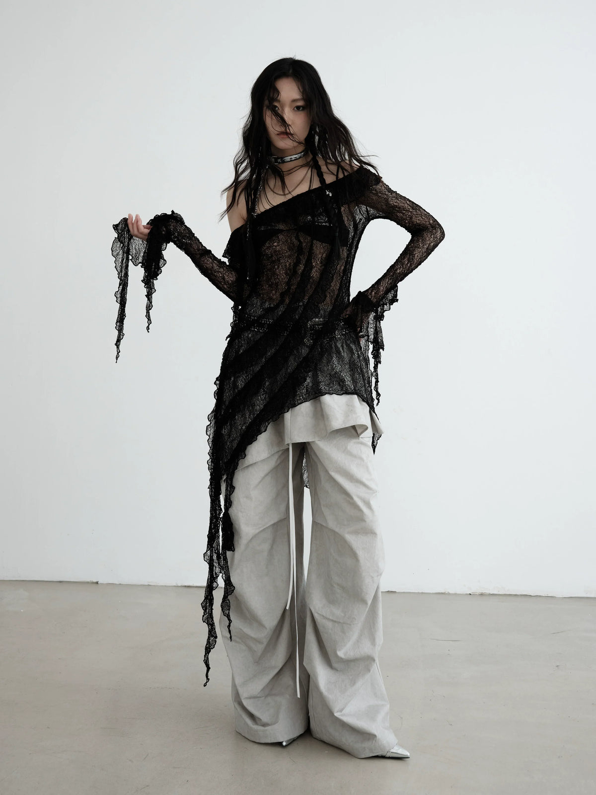 Pantalones de algodón con capas desmontables, efecto arrugado y antimanchas