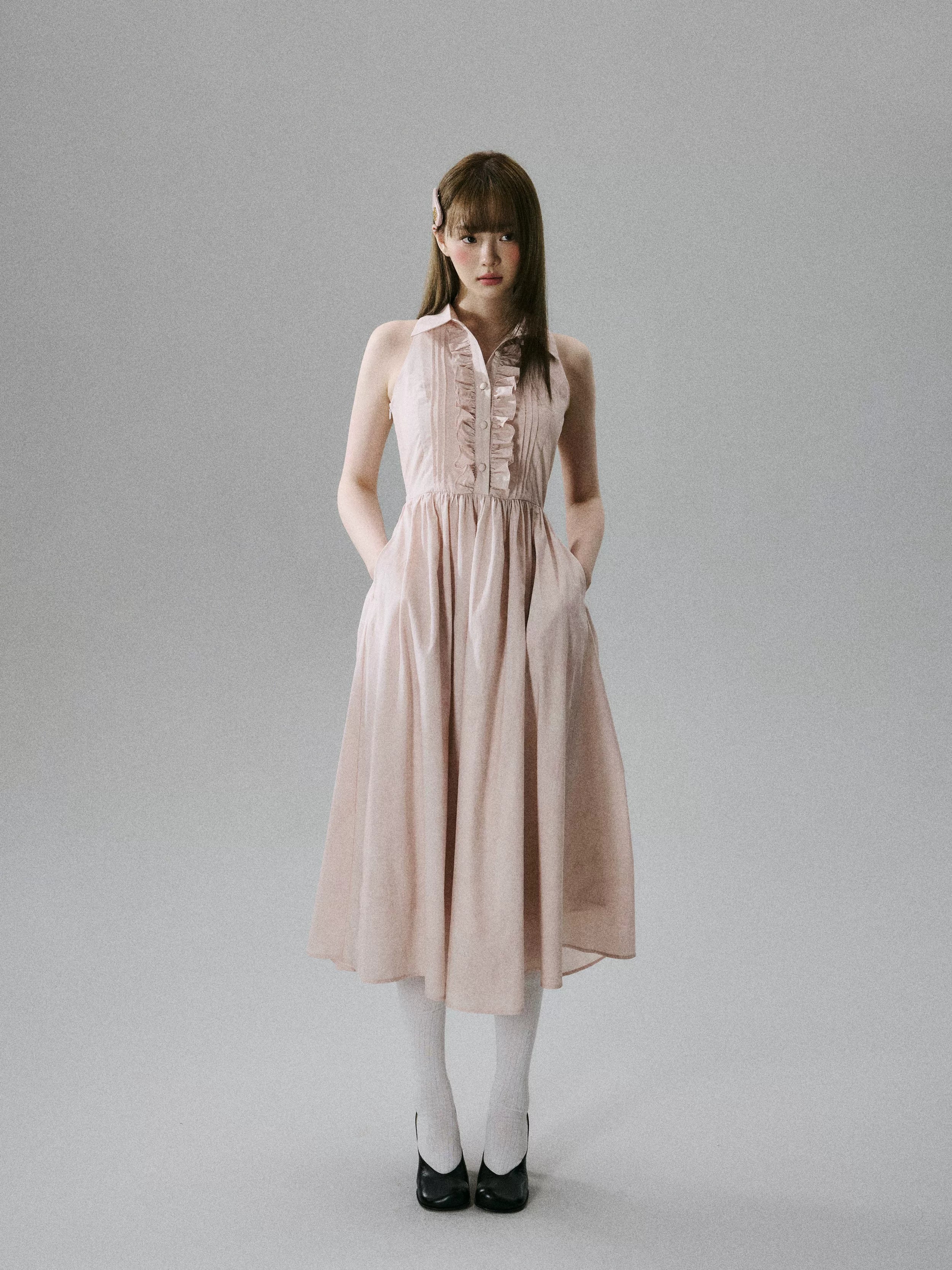 Halterneck Pocket Long Skirt Dress