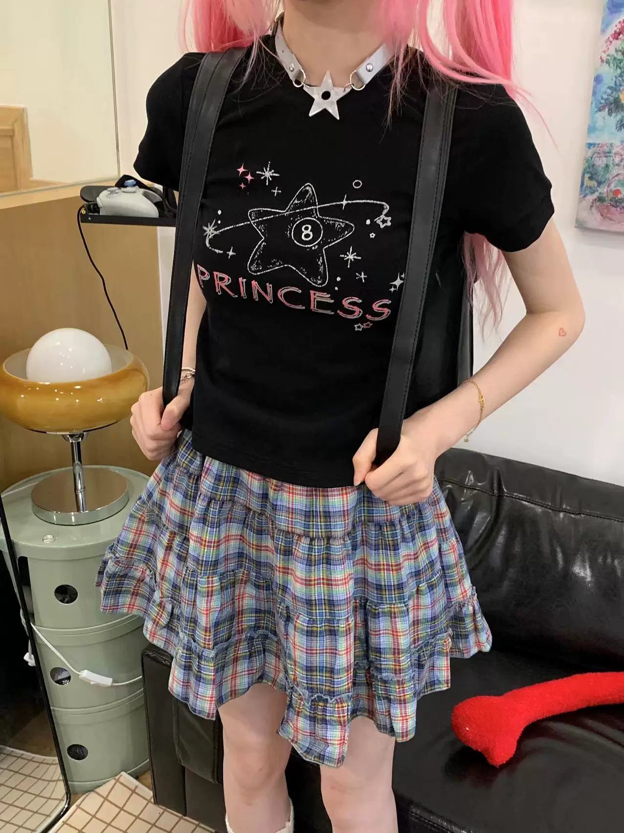 Rhinestone Graphic Print Short Sleeve T-Shirt