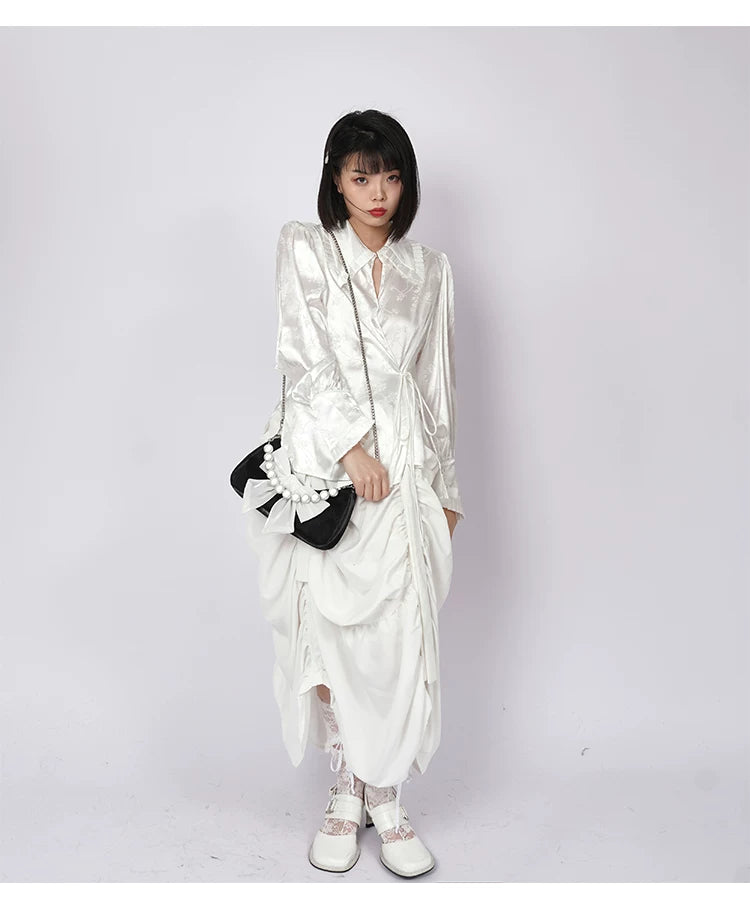 Contrast Color Bow Shoulder Bag