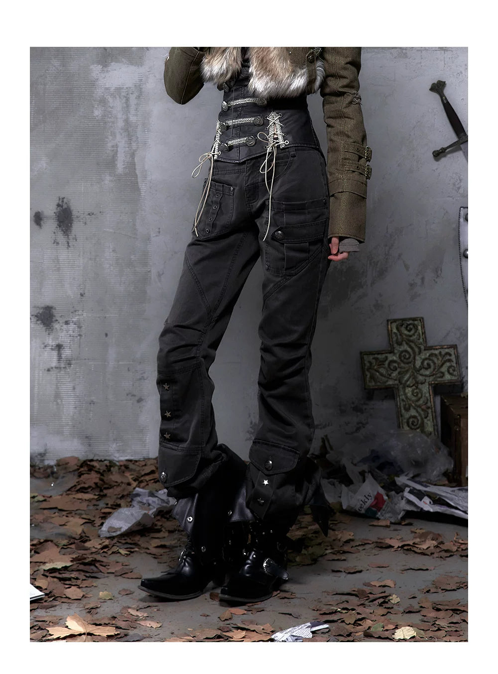 Wrinkle Washed Flare Suede Pants