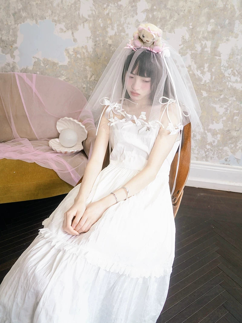 Bow Check Lace Camisole Dress