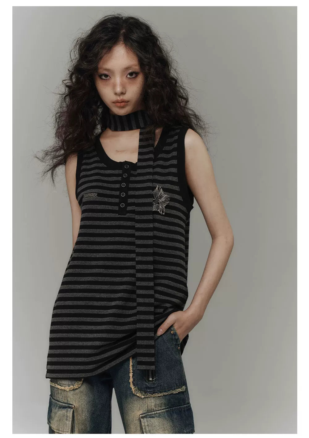 Star Stripe Oversize Long Sleeve T-Shirt & Tank Top
