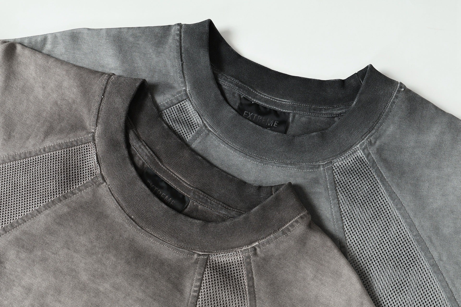 Washed Mesh Panel Short Sleeve T-Shirt