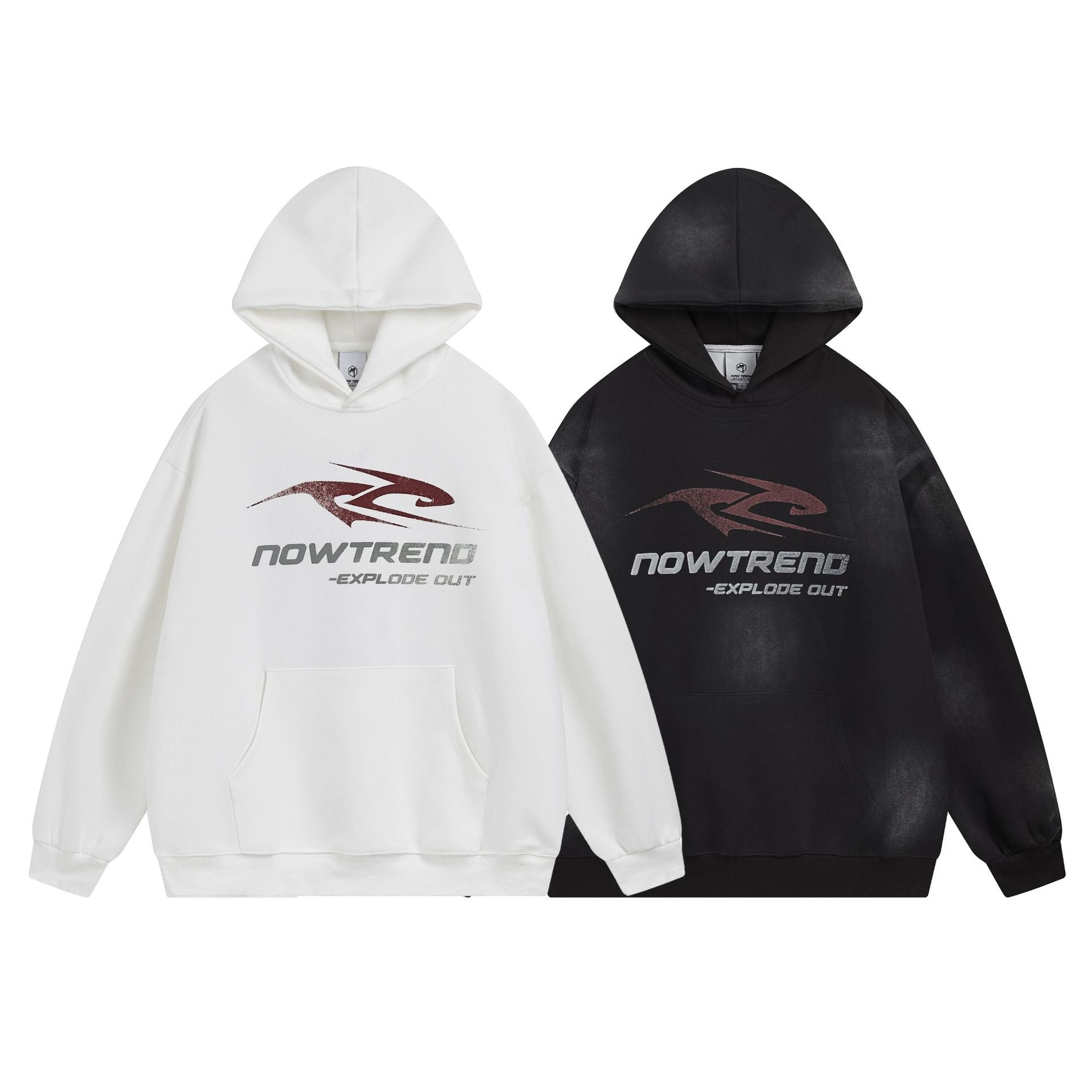 Washed Letter Print Oversize Pullover Hoodie