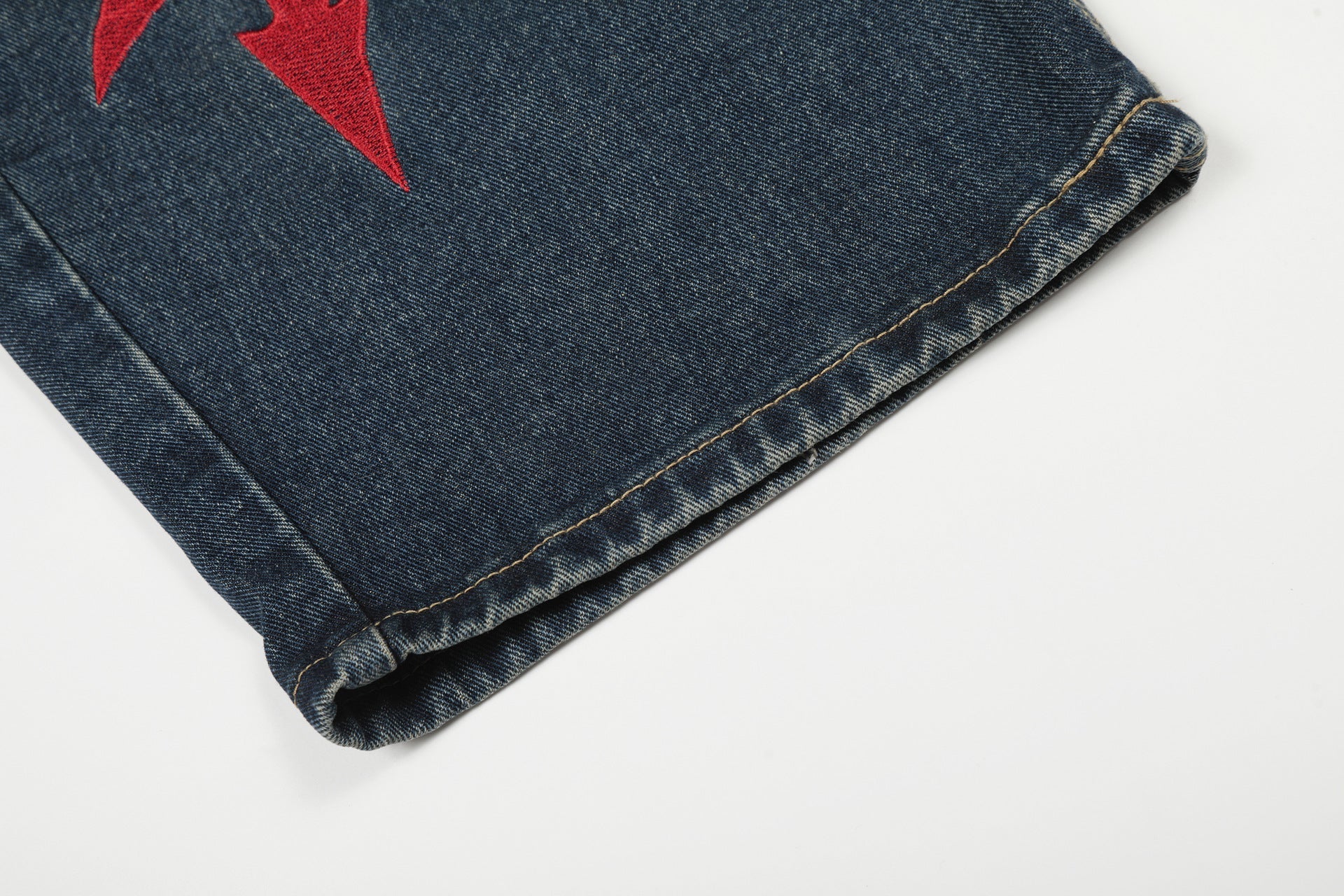Washed Tribal Print Wide Leg Denim Jeans