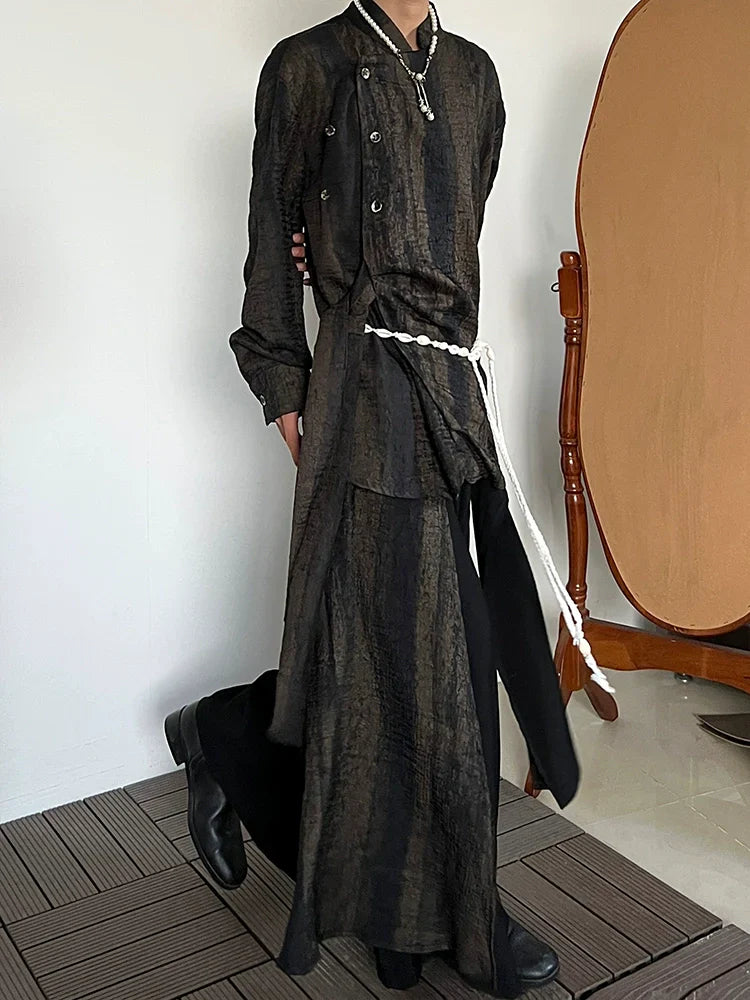 Tie-Dye Pleats Ribbon Long Sleeve Shirt