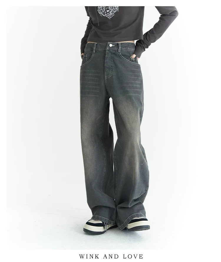 Washed Wide-Leg Denim Jeans