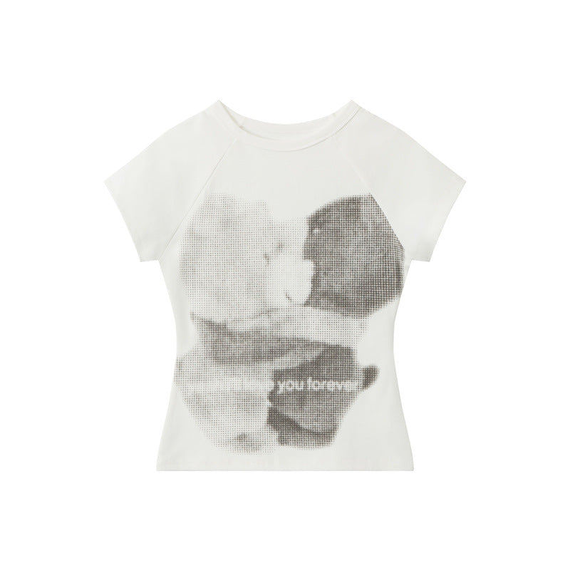 Shoulder Bear Print T-Shirt
