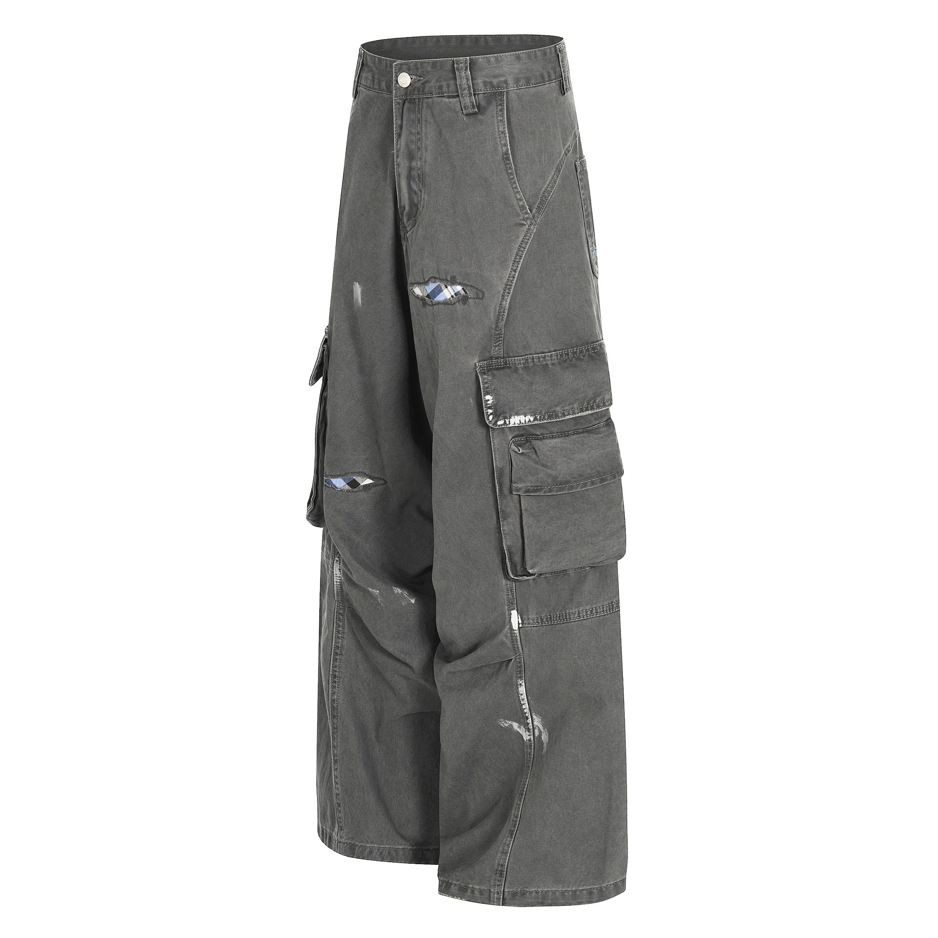 Damage Dirty Wide Leg Curved Cargo Pants