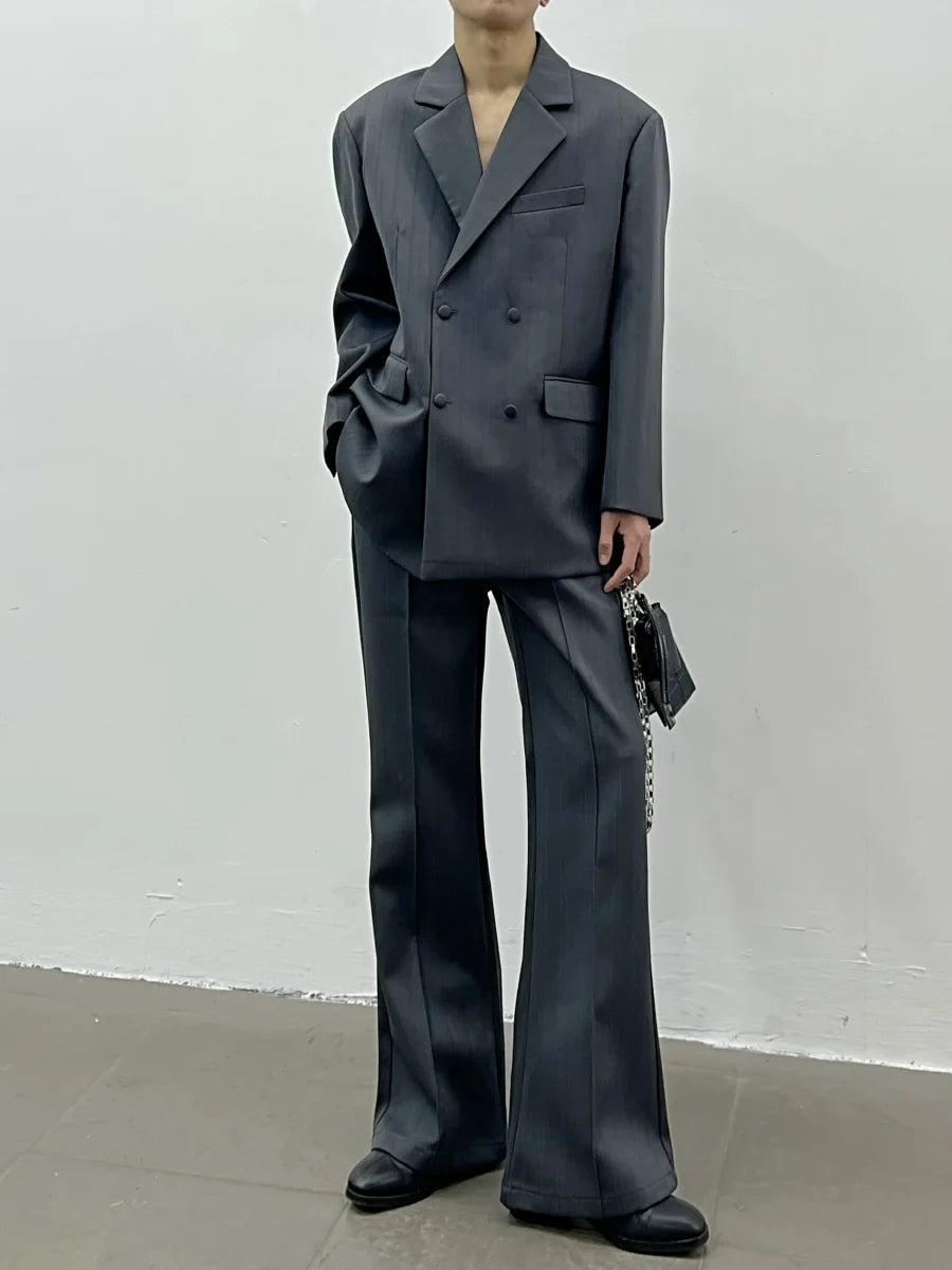 Stripe Double Breast Tailored Jacket & Flare Trousers Setup