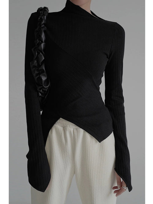 Cross Design Knit Sweater - Black / S