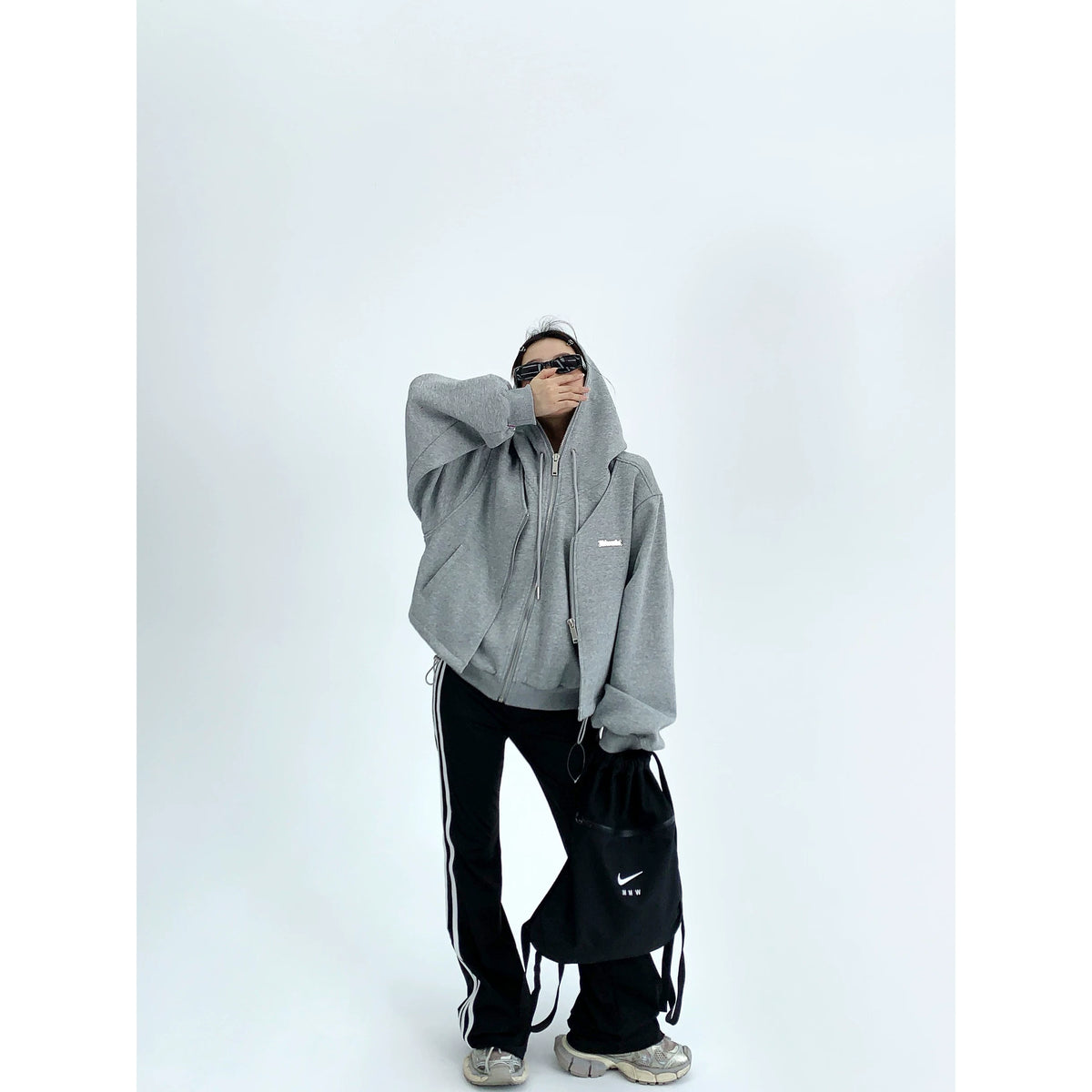Fake Layered Zipper Hoodie