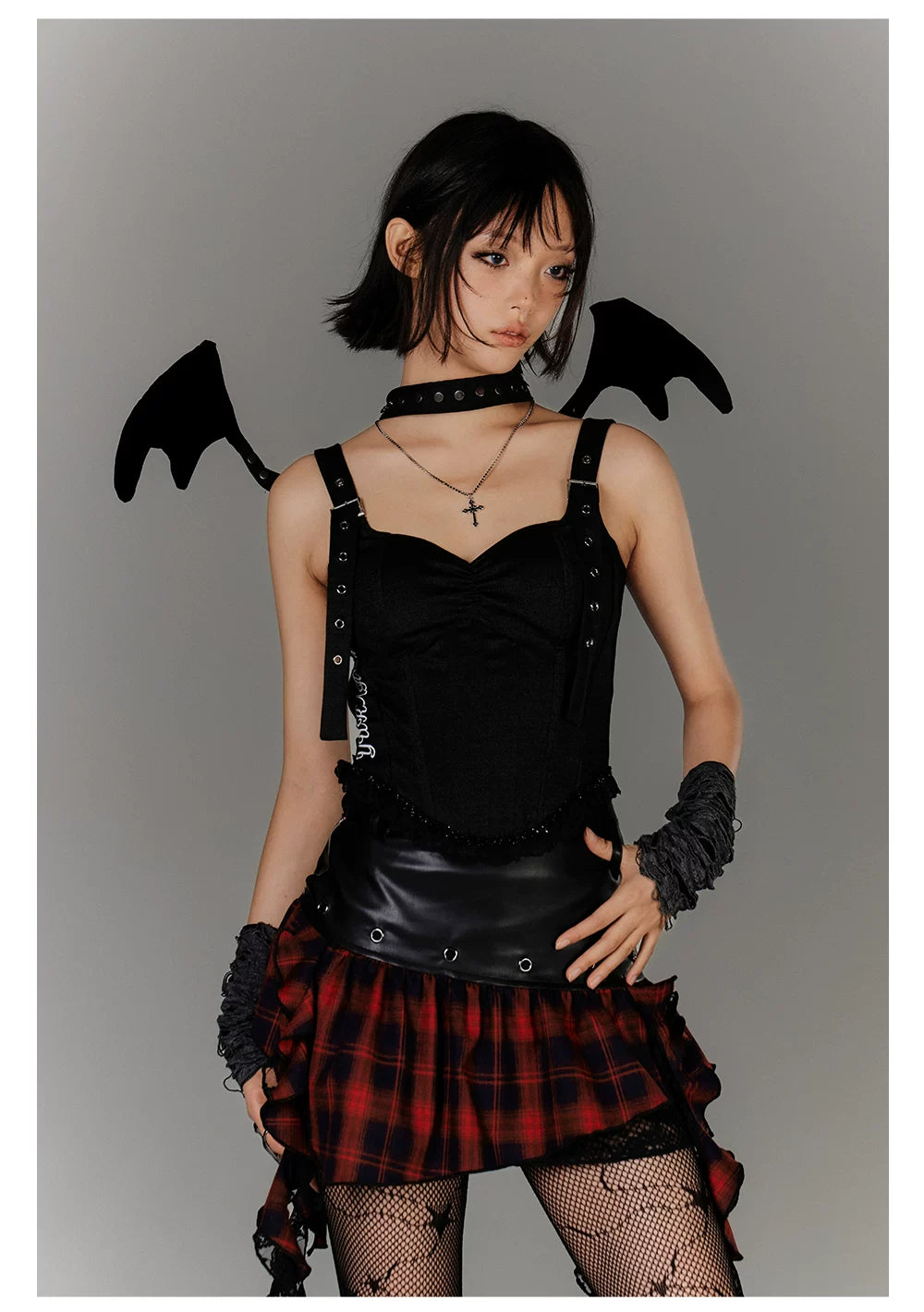 Strap Buckle Lace Corset Top