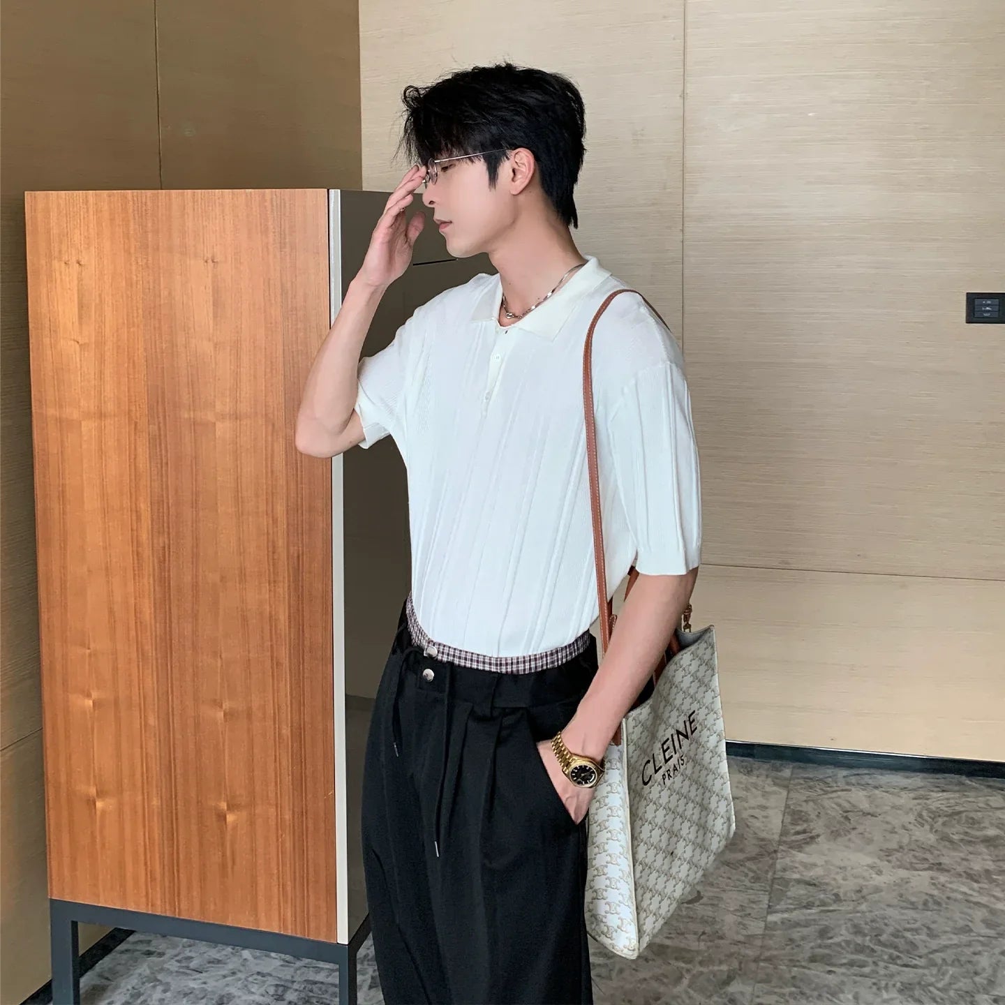 Lyocel Knit Short Sleeve Polo Shirt