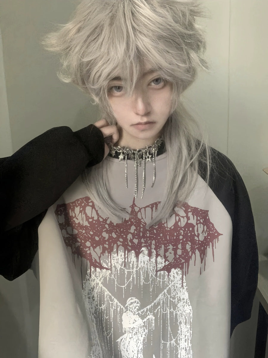 Raglan Sleeve Graffiti Print Pullover Sweatshirt